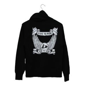 Hoodie (Biker, Black, zip-up)