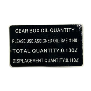 NOTICE LABEL, GEAR OIL (BLUR 220)