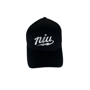 Embroidered NIU Baseball Cap, White Logo