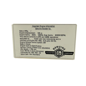 ENGINE INFORMATION STICKER 125